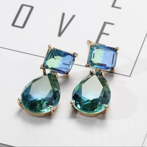 ❗️restocked❗️new Stunning Blue Green Tourmaline Teardrop Earrings - Picture 6 of 8